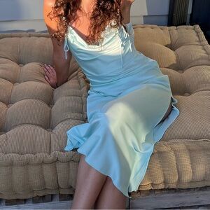 MINT/SEAFOAM SILKY MIDI DRESS